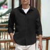 2024 Otoño e Invierno Transfronterizo Europeo y Americano para Hombre Nueva Camisa Casual de Solapa de Color Sólido Camisa Waffle Juvenil Engrosada