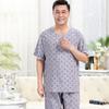 Pijama de mediana edad para hombre de verano de manga corta de algodón traje casual suelto de dos piezas ropa para el hogar talla grande conjunto