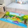 Alfombra de Dinosaurio de Dibujos Animados de Terciopelo de Cristal, Linda Alfombra para Gatear para Habitación Infantil y Dormitorio, Alfombra de Piso Antideslizante y Resistente a Manchas para Sala de Estar y Mesita de Noche