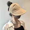 Chapéu de Sol Estilo Ruth com Acessório para Rabo de Cavalo e Máscara, Boné com Aba para Proteção Solar, Secagem Rápida, Leve