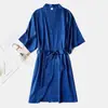 Camisón de seda de media manga para mujer, vestido de novia, cárdigan fino, vestido de novia, vestido de novia, color liso, sin palabras