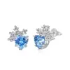 Pendientes de Corazón de Amor de Plata de Ley S925 para Mujer, Forma de Copo de Nieve, Incrustados con Circonita Azul y Rosa en Forma de Corazón