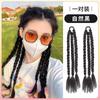 Peluca Trenzas de Boxeadora Cola de Caballo para Mujer Giro de Cabello Trenzas Largas Populares Y2K Trenzas Sucias Reflejos Coloridos Trenzas de Boxeadora Colas de Caballo Dobles