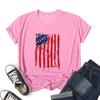 Camiseta Dia da Independência feminina tamanho europeu pronta entrega estampa bandeira americana manga curta blusa feminina fornecimento transfronteiriço atacado manga curta Feminina