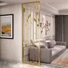 Pantalla de Acero Inoxidable de Lujo Ligero, Nueva Mampara de Sala de Estar Estilo Chino, Diseño Sencillo Floral Calado para Decoración de Entrada