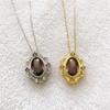 Colgante de moda transfronteriza con huecos que combinan con todo, con incrustaciones de diamantes geométricos, cadena de clavícula de lujo para mujer, regalo, collar de princesa dulce