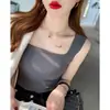 Cuello cuadrado sin costuras máscara de chica hot algodón chaleco de hombro ancho hilo Hilo de seda sensación nude con almohadilla en el pecho todo lo combina ropa exterior base envuelve el pecho