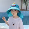 Chapéu de Sol Cartoon Unicórnio Infantil Verão Aba Larga Chapéu de Sol para Meninas Chapéu Cachecol com Proteção UV