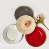 Plato de Cena Estilo Europeo con Relieve Estilo Occidental, Plato de Cena de Cerámica Mate, Plato de Arroz para el Hogar, Bol para Verduras, Bol Estilo Sombrero de Paja, Plato para Pasta, Estilo Retro