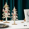 Adorno de búho para árbol de Navidad de madera, árbol pequeño de escritorio, recepción de hotel y centro comercial, oficina, decoración navideña de madera