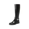 Em Estoque~ Botas de Equitação Retrô de Salto Baixo Largas Inverno 2025 Botas da Moda com Zíper de Cano Largo Salto Grosso Botas Longas Botas Femininas