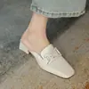 Diseño original, súper cómodas~Pantuflas tipo mule de mujer con punta cuadrada, nuevo modelo 2022, tacón medio grueso, mules cerrados