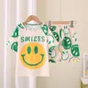 Ropa de Casa para Niños 2025 Verano Nuevo Versión Coreana Dibujos Animados Lindo Niños y Niñas Manga Corta Shorts Traje de Casa Venta al por Mayor