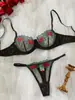 Nuevo Conjunto Sexy de Comercio Exterior Transfronterizo para el Día de San Valentín 2026, Malla Multicolor con Bordado Floral, Lencería Transparente