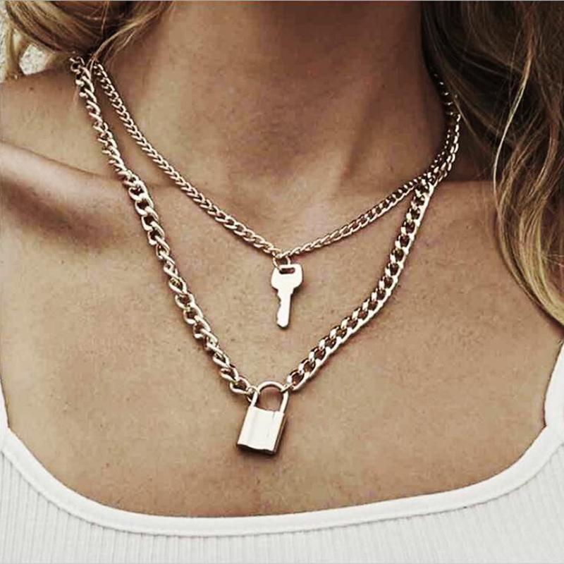 Fashion-Key-Padlock-Pendant-Ne