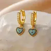Pendientes de Ojo de Diablo de Moda en Forma de Corazón Pendientes Colgantes de Amor en Forma de Corazón Transfronterizos Chapados en Oro de 18k con Circonitas