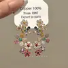 Pendientes de Borla Geométricos con Forma de Gota Estilo Palacio Francés con Diamantes, Lujo Ligero y Sensación de Alta Gama, Pendientes de Nicho Modernos y Elegantes