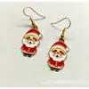 Brincos de Gota de Óleo de Natal Papai Noel Brincos de Árvore de Natal Alce Brincos da Moda Fofos Ganchos de Orelha