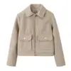Amazon Transfronterizo Otoño 2024 Nuevo Joker Lana Suave Solapa Bolsillo Cremallera Abrigo Chaqueta para Mujer