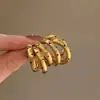 Pendientes de Tachuela Plateados de Aguja con Puntos Multicapa en Forma de C, Moda Simple, Lujo Ligero, Sensación de Gama Alta, Estilo Frío, Temperamento, Accesorios Versátiles para Pendientes