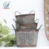 Decoración de bandeja de tres niveles estañada envejecida vintage de granja 3 juegos diseño envejecido Uso doméstico de jardín