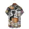 Camisa de Verano para Hombre con Estampado Digital 3D, Nueva, Europea y Americana, Casual de Halloween, Top de Manga Corta de Moda