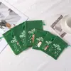 Bolsa de Regalo Navideña Verde al por Mayor Transfronteriza Bolsa con Cordón de Papá Noel Bolsa de Dulces de Nochebuena Bolsa para Manzanas Bolsa de Lino