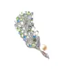 Broche de Lujo Ligero de Cobre Microincrustado con Circonita Perla Natural Adorno de Pluma Hueca de Hoja Accesorio para Chaqueta de Traje de Alta Gama para Mujer