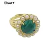 MPR079 nuevo estilo retro multicolor piedra natural malaquita amatista ojo de tigre piedra gema redonda anillo de mujer