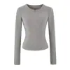 Camiseta Térmica de Manga Larga con Media Cremallera Ajustada para Mujer, Top Deportivo Cepillado, Estilo Puro Deseo, Camiseta Base Elástica Ajustada