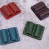 Porta-Caneta Duplo Retro PU Transfronteiriço Porta-Caneta para Caderno de Viagem Tampa de Caneta de Aço Inoxidável Porta Armazenamento de Caneta Anti-perda