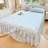 2026 Nueva Falda de Cama de Algodón Puro Pieza Única, Estilo Princesa Todo Algodón, Cubre Cama con Dobladillo Oculto, Juego de Falda de Cama a Prueba de Polvo