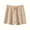 Shorts Casuais de Malha Feminino Outono e Inverno Novo Cashmere Curto Cordão Cintura Alta Lã Fina Tricô Moda