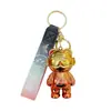 Chaveiro de Urso Mecânico Luminoso com Gradiente Galvanizado Desenho Animado Cool Pingente de Bolsa Criativo Chaveiro Pequeno Presente Atacado
