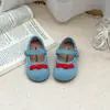 Sapatos de Princesa Infantis Estilo Coreano para Primavera/Outono com Laço Bico Redondo Solado Macio Sapatos Mary Jane Sapatos de Couro para Bebê