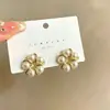 Brincos de Pérola Elegantes Estilo Coreano Francês Agulha de Prata 925 Brincos de Alta Qualidade Coração Flor Versáteis para Mulheres Atacado