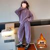 Traje de estilo coreano y occidental para niñas celebridades de internet, nuevo conjunto de dos piezas de moda para niños, color liso, jersey y pantalones, otoño e invierno 2024