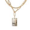 Collar unisex de moda, dorado y plateado, con doble cadena y doce tarots, de estilo transfronterizo europeo y americano.