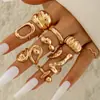 Joyería Transfronteriza Europea y Americana Conjunto de Anillos Abiertos Brillantes Geométricos Personalizados Anillos Irregulares Apilables con Forma Especial Venta al por Mayor