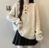 Novedad Otoño e Invierno 2025 Suéteres de Punto de Cuello Redondo Semiabiertos Estilo Coreano Holgados de Color Sólido Estilo Perezoso Suéter de Punto Tendencia para Mujer
