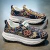 Tênis Casuais Masculinos Slip-On Respiráveis 2025 Verão Novo Solado Grosso Estampado Sapatos de Pai Sapatos da Moda