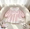 Nuevo Vestido Lindo de Princesa Estilo Coreano con Bordado Dulce y Encaje en el Cuello para Niñas de Primavera/Otoño