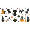 Halloween 027 - Pegatinas decorativas de pared con diseño de gato, calabaza y ambiente de Halloween para niños
