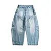 Ropa para Hombre Beijie 2026 Verano Nuevo Jeans Lavados Vintage para Hombre Pantalones Anchos Sueltos Pantalones Largos Casuales Rasgados