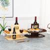 Estante de Vino de Madera Mesa de Picnic al Aire Libre Estante de Vino Portátil Desmontable Mesa de Frutas Estante para Copas de Vino Almacenamiento de Alimentos Multicapa