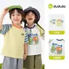 [Conjunto de Dos Piezas] Camisetas Infantiles Dudu, Tops de Verano de Manga Corta 100% Algodón para Niños y Niñas, Ropa Infantil Estilo Verano