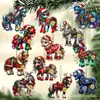 12 Piezas Decoraciones de Pony Navideño 2D Plano Madera Árbol de Navidad Festival Ropa Chimenea Regalo Decoración Colgante