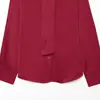 Ropa de mujer transfronteriza al por mayor 2026 otoño nueva moda europea y americana versátil ceñidor de cintura ajustada satinada con corbata camisa de manga larga