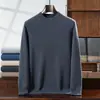 Suéter masculino de caxemira, modelagem solta, estilo novo, gola alta discreta, peça base de tricô versátil, suéter quente para outono e inverno