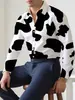 Camisa casual masculina transfronteiriça com estampa digital, gola, manga longa, tamanho grande